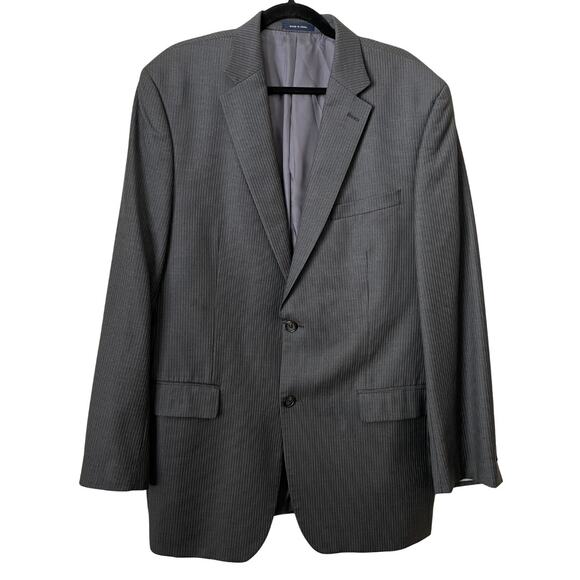 Ralph Lauren Blazer Mens 44L Gray Pinstripe 100% Wool 2 Button Sport Coat Preppy - Picture 1 of 9